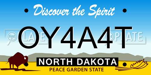 OY4A4T North Dakota License Plate