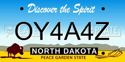 OY4A4Z North Dakota License Plate