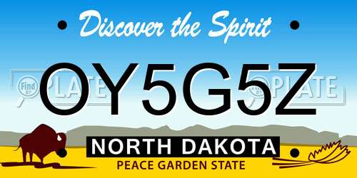 OY5G5Z North Dakota License Plate