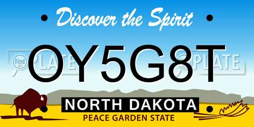 OY5G8T North Dakota License Plate