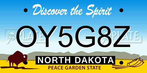 OY5G8Z North Dakota License Plate