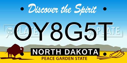 OY8G5T North Dakota License Plate