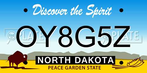 OY8G5Z North Dakota License Plate