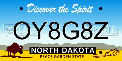 OY8G8Z North Dakota License Plate