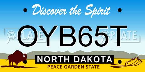 OYB65T North Dakota License Plate