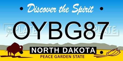 OYBG87 North Dakota License Plate