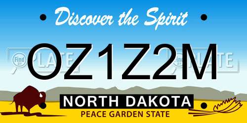 OZ1Z2M North Dakota License Plate