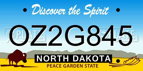 OZ2G845 North Dakota License Plate