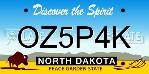 OZ5P4K North Dakota License Plate