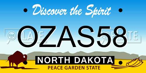 OZAS58 North Dakota License Plate