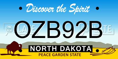 OZB92B North Dakota License Plate