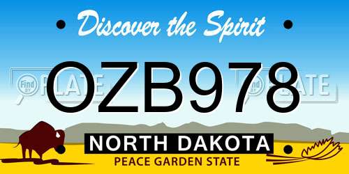 OZB978 North Dakota License Plate
