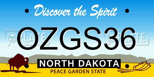 OZGS36 North Dakota License Plate