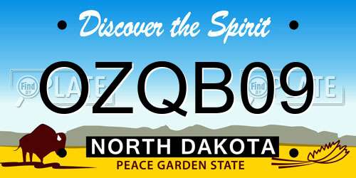 OZQB09 North Dakota License Plate