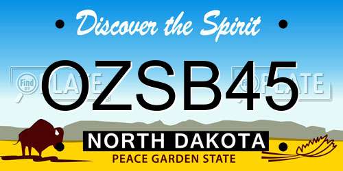 OZSB45 North Dakota License Plate