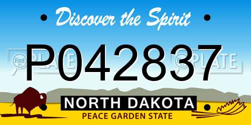 P042837 North Dakota License Plate