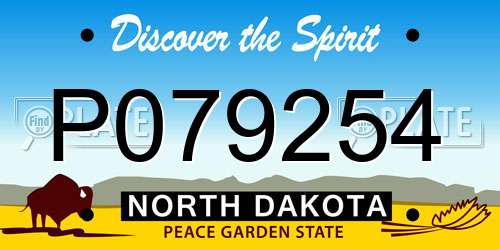 P079254 North Dakota License Plate