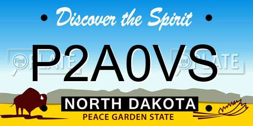 P2A0VS North Dakota License Plate