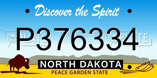 P376334 North Dakota License Plate