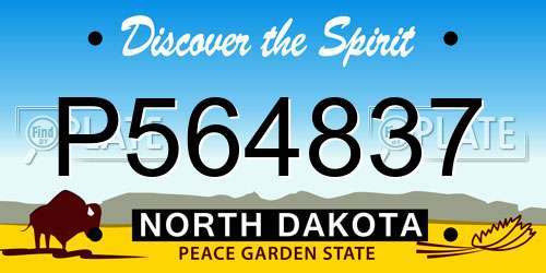 P564837 North Dakota License Plate
