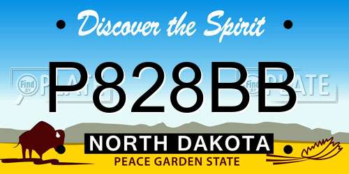 P828BB North Dakota License Plate