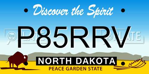 P85RRV North Dakota License Plate