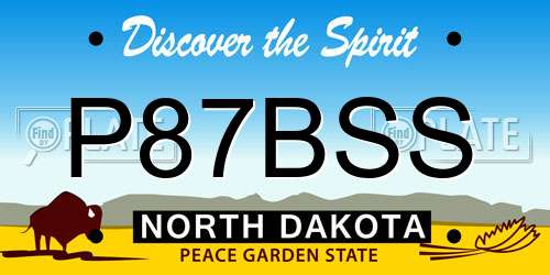 P87BSS North Dakota License Plate