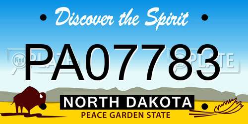 PA07783 North Dakota License Plate