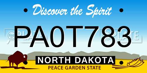 PA0T783 North Dakota License Plate