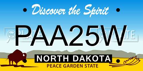 PAA25W North Dakota License Plate