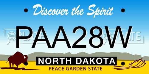 PAA28W North Dakota License Plate