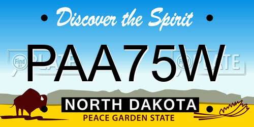 PAA75W North Dakota License Plate