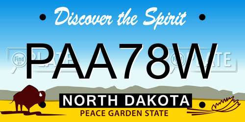 PAA78W North Dakota License Plate