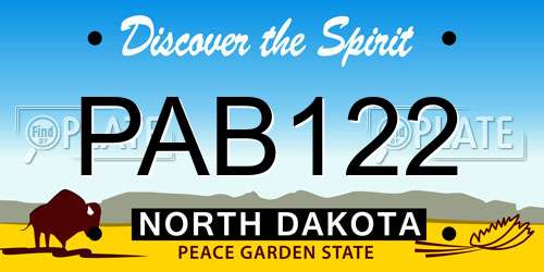 PAB122 North Dakota License Plate