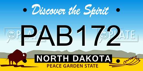 PAB172 North Dakota License Plate