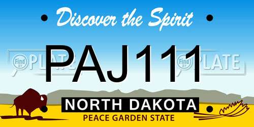 PAJ111 North Dakota License Plate