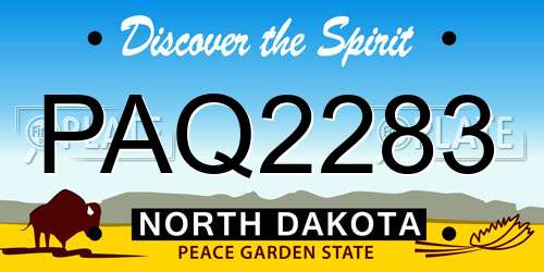 PAQ2283 North Dakota License Plate