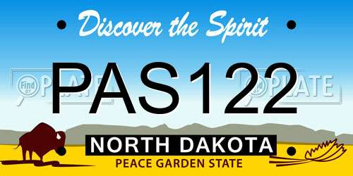 PAS122 North Dakota License Plate