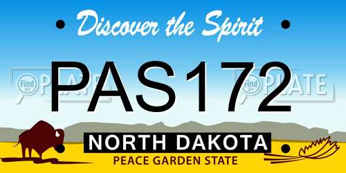 PAS172 North Dakota License Plate