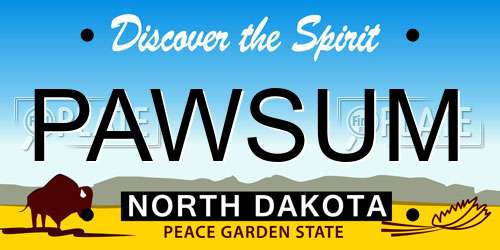 PAWSUM North Dakota License Plate