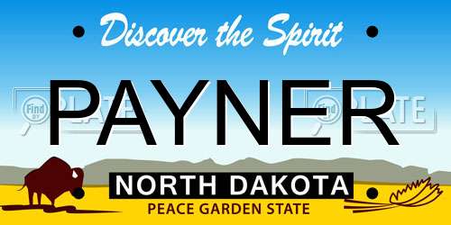 PAYNER North Dakota License Plate
