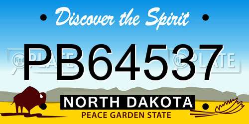 PB64537 North Dakota License Plate