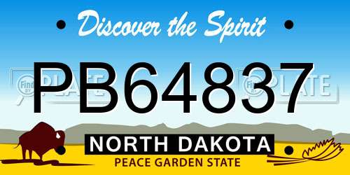 PB64837 North Dakota License Plate