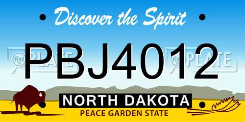 PBJ4012 North Dakota License Plate