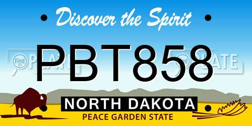 PBT858 North Dakota License Plate