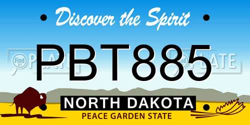 PBT885 North Dakota License Plate