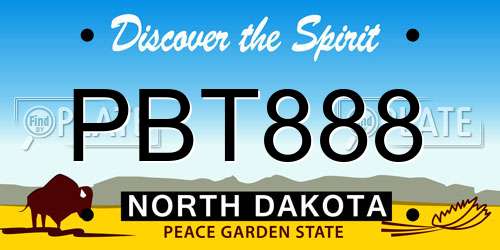 PBT888 North Dakota License Plate