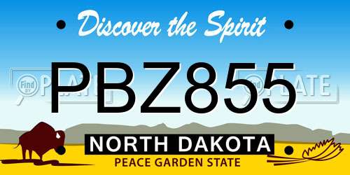 PBZ855 North Dakota License Plate