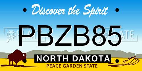 PBZB85 North Dakota License Plate