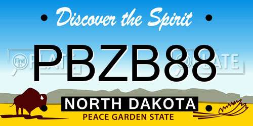 PBZB88 North Dakota License Plate